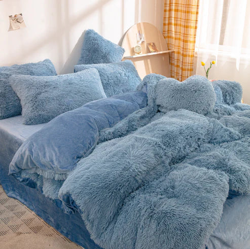 Pastel Pink Plush Duvet Cover