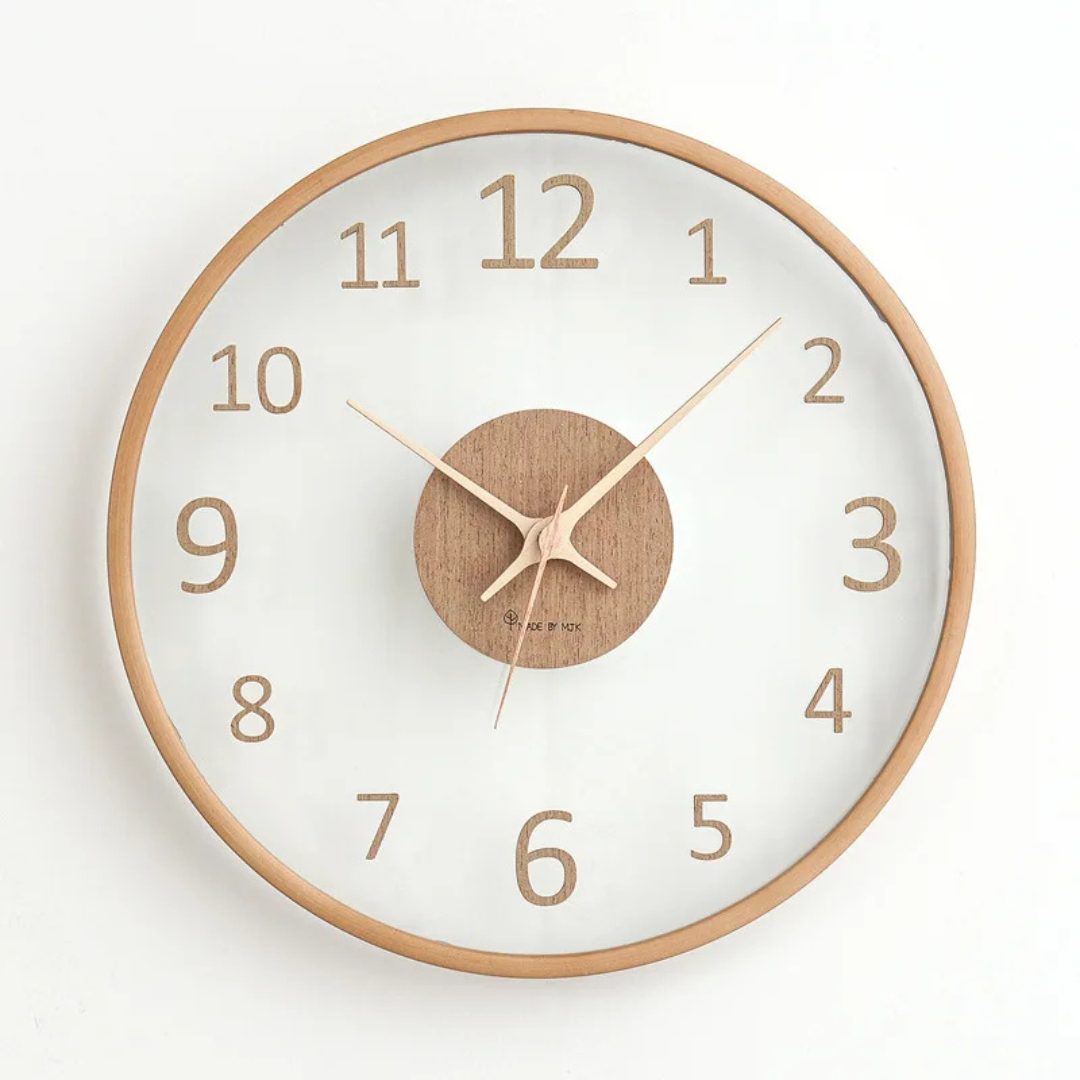 Modern Glass Wooden Wall Clock