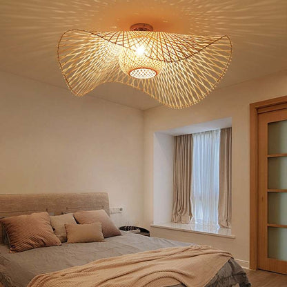 Natural Woven Rattan Pendant Lamp in Asian Design - Halri