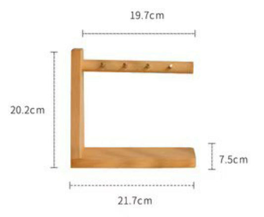 Wooden Key Holder with Hooks and Storage Tray - Halri