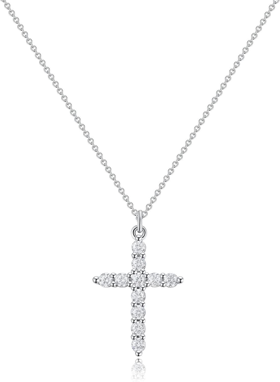 Luxurious 18K Gold CZ Cross Pendant Necklace