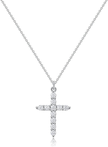 Luxurious 18K Gold CZ Cross Pendant Necklace