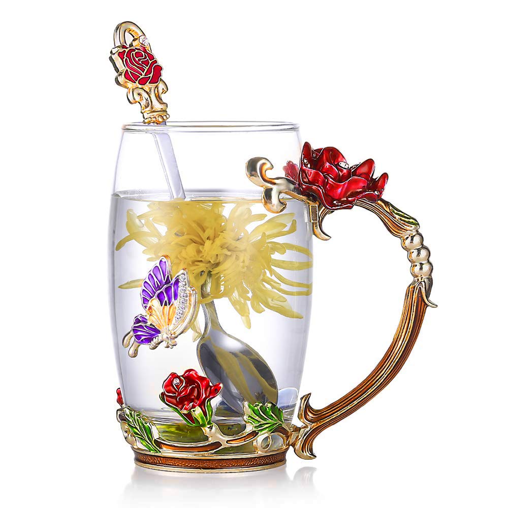 Beautiful Floral Tea Cup Set With Spoon