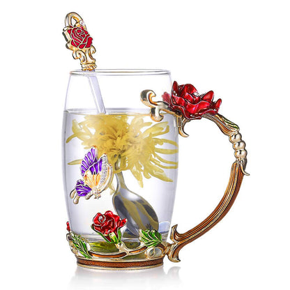 Beautiful Floral Tea Cup Set With Spoon
