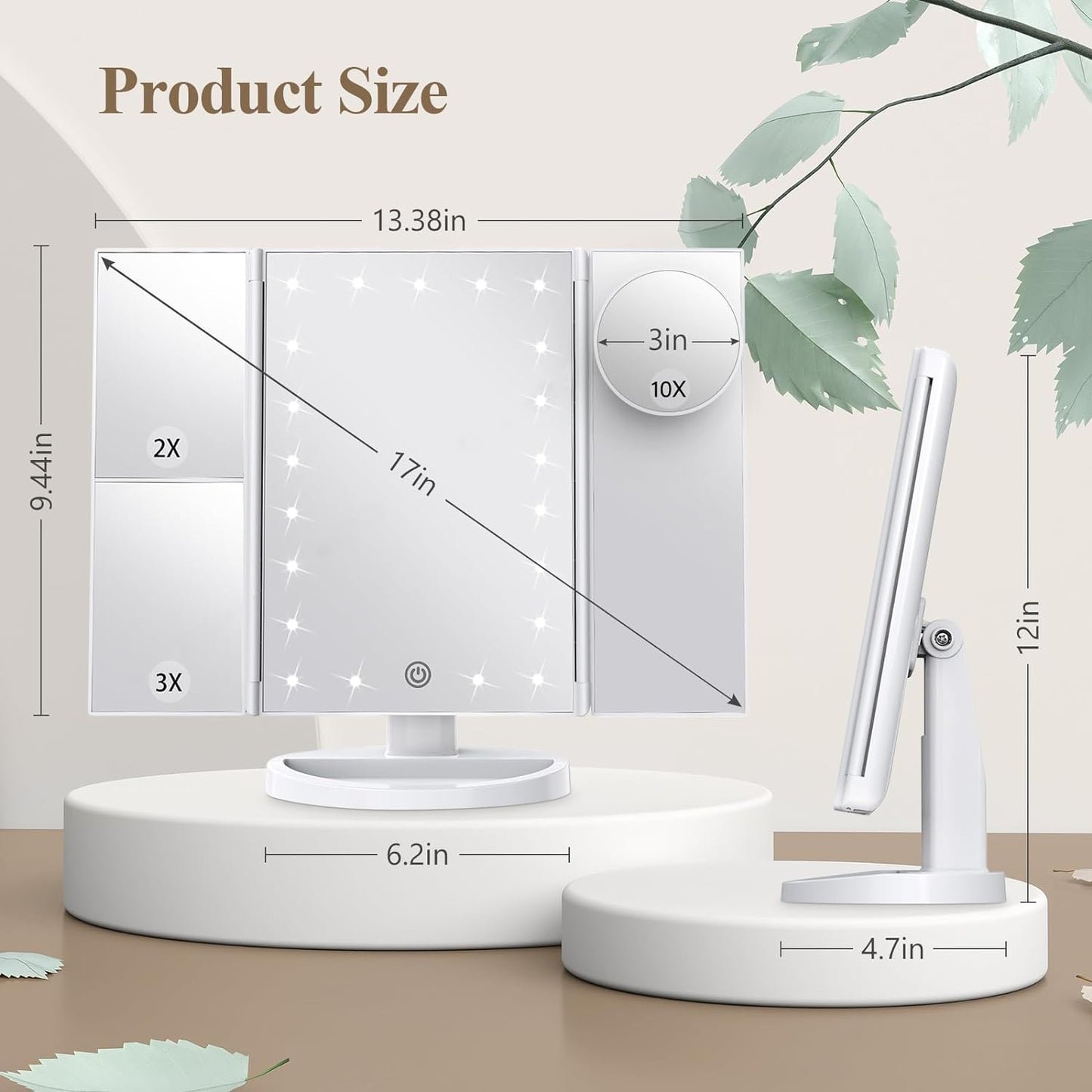 Portable LED Travel Makeup Mirror