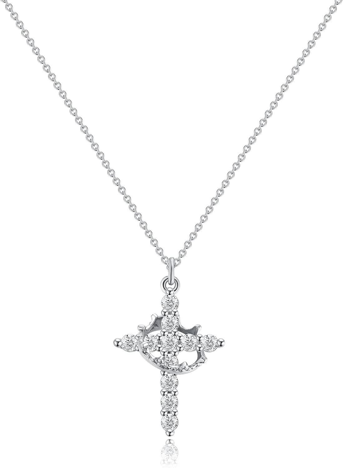 Luxurious 18K Gold CZ Cross Pendant Necklace