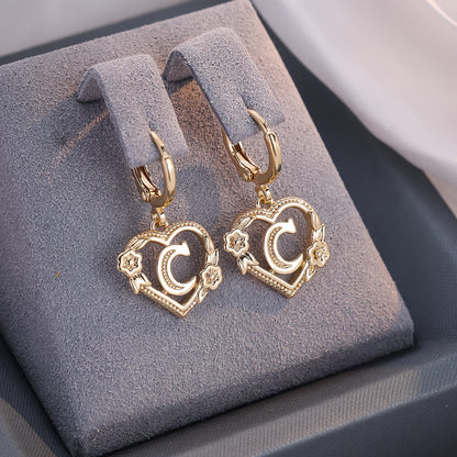 Simple Initial Heart Huggie Earrings