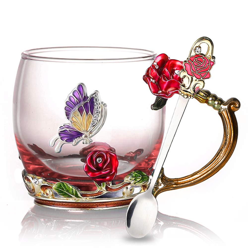 Beautiful Floral Tea Cup Set With Spoon