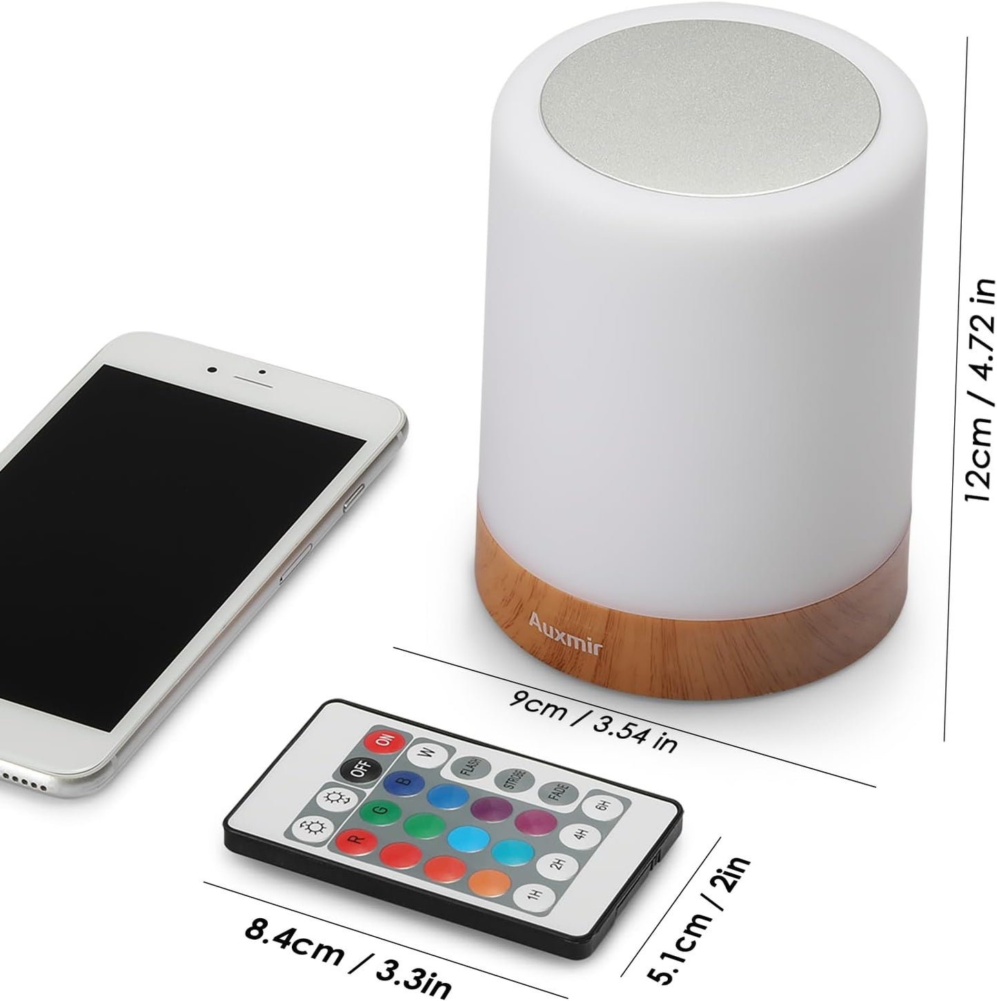 Smart Dimmable Bedside Lamp with Remote Control