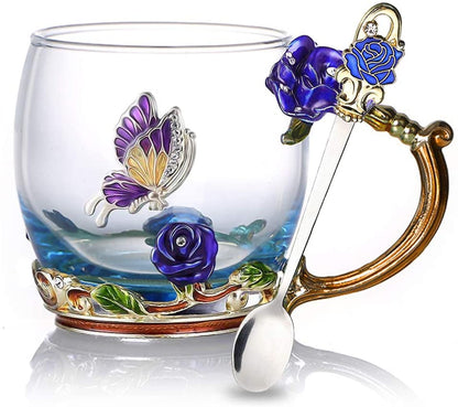 Beautiful Floral Tea Cup Set With Spoon