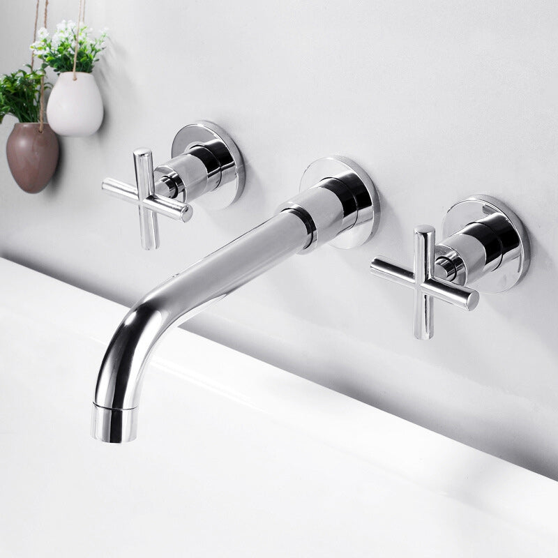 Wall Mount 3 Hole Bathroom Faucet with Dual Handles - Halri