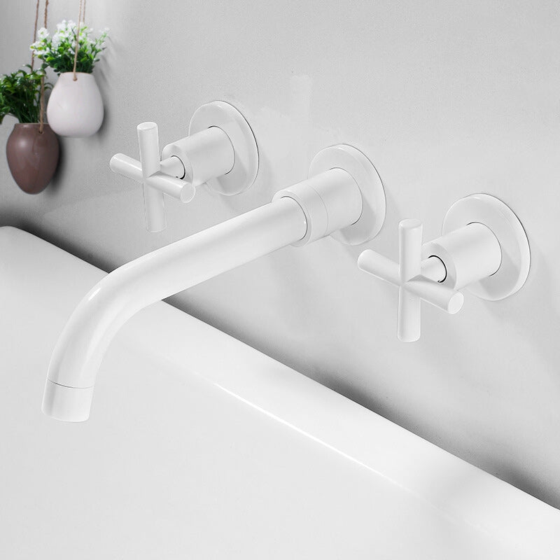Wall Mount 3 Hole Bathroom Faucet with Dual Handles