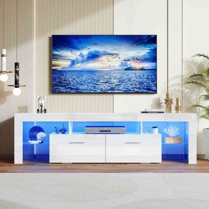 Modern TV Table with Colorful LED Lighting