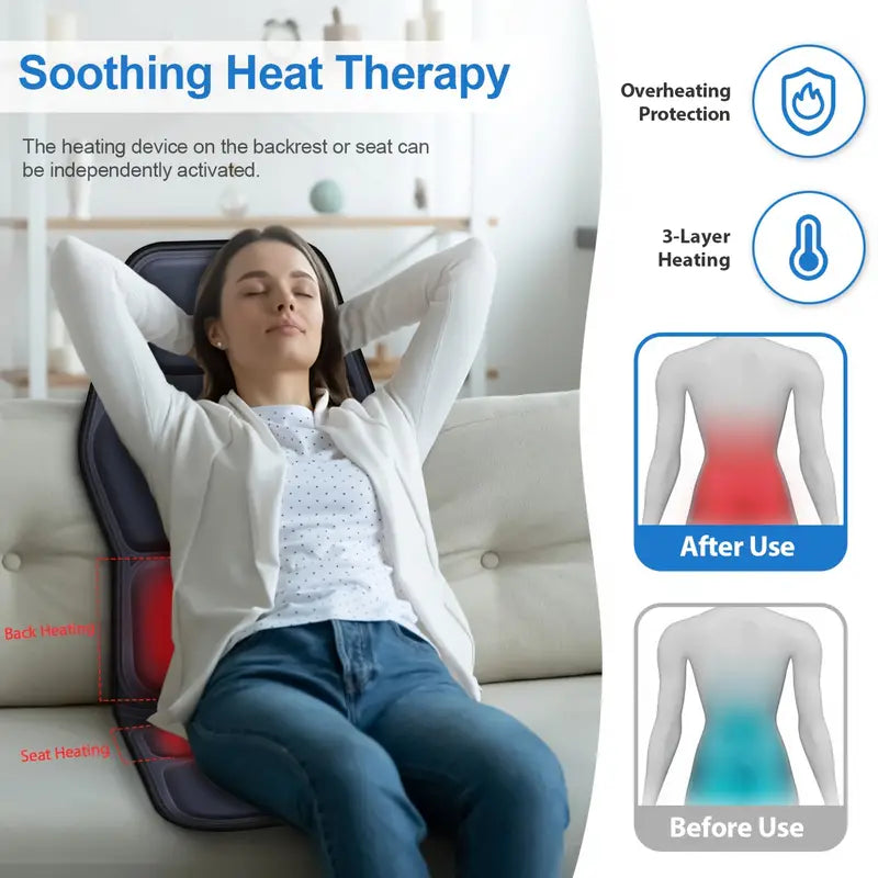 Heated Back Massager Pad, Shiatsu Deep Knead Massage Chair