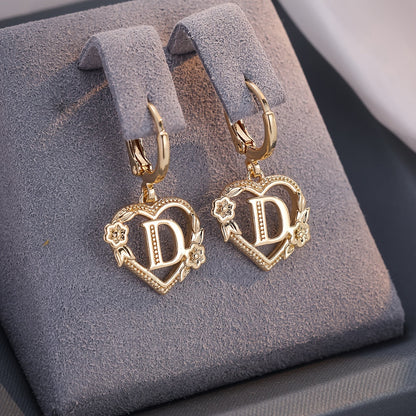 Simple Initial Heart Huggie Earrings