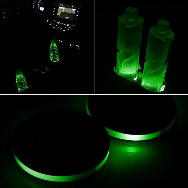 Rechargeable Car LED Cup Holder Lights (2-Pack)