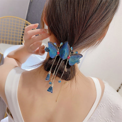 Pretty Butterfly Hair Barrette with Tassels - Halri