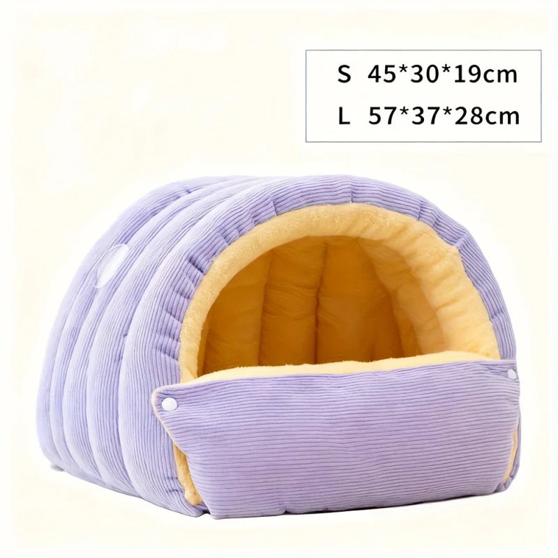 Cozy Plush Covered Cat House Bed