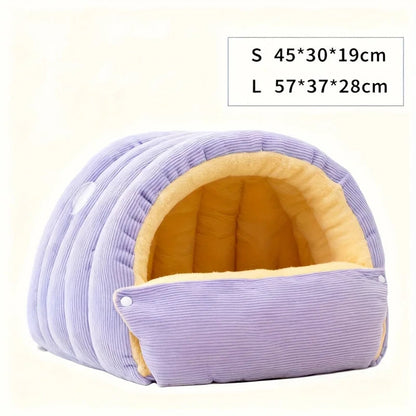 Cozy Plush Covered Cat House Bed