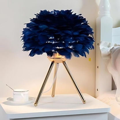 Elegant Table Lamp with White Feathers