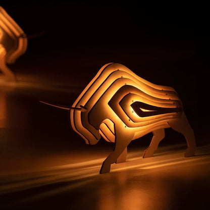 Rustic Handcrafted Wooden Animal Lamp
