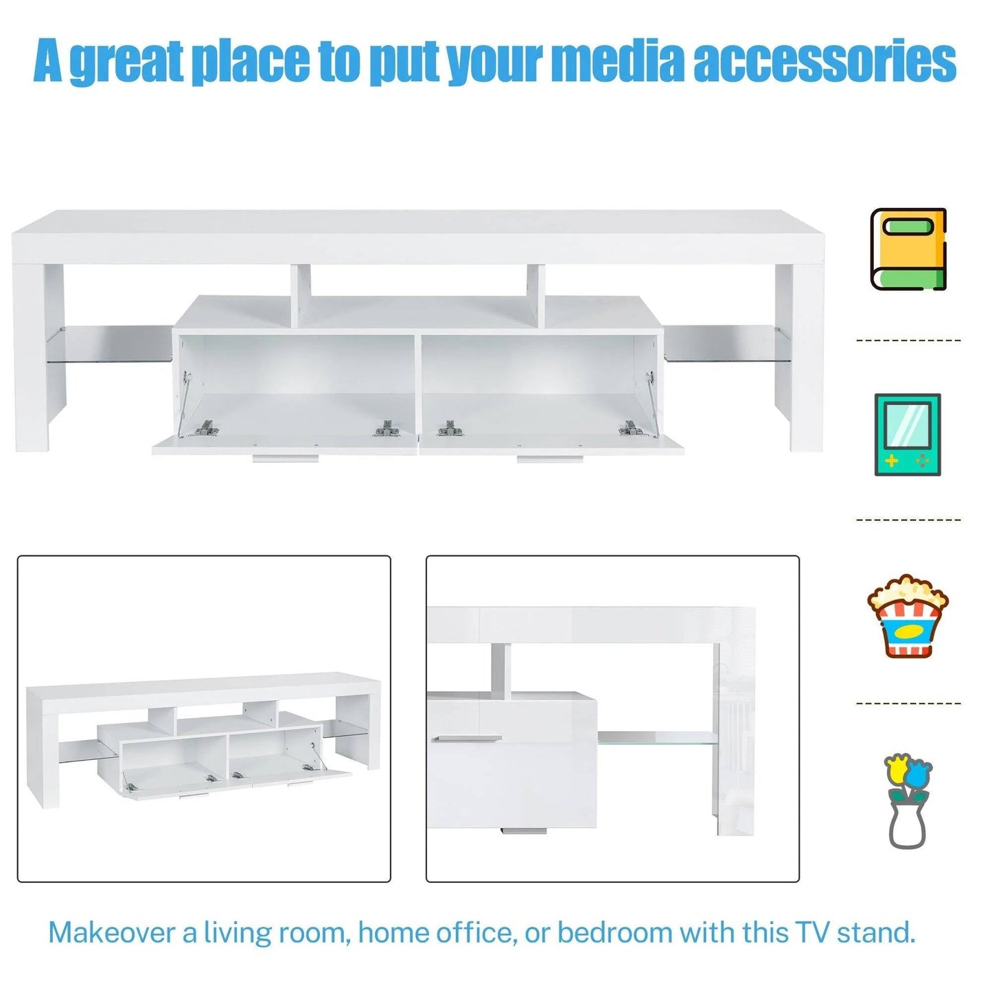 Modern TV Table with Colorful LED Lighting