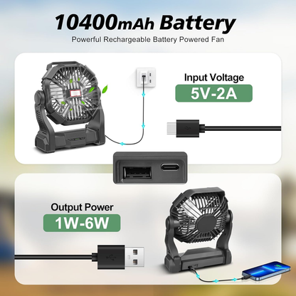 Compact Camping Fan with LED Light - Halri