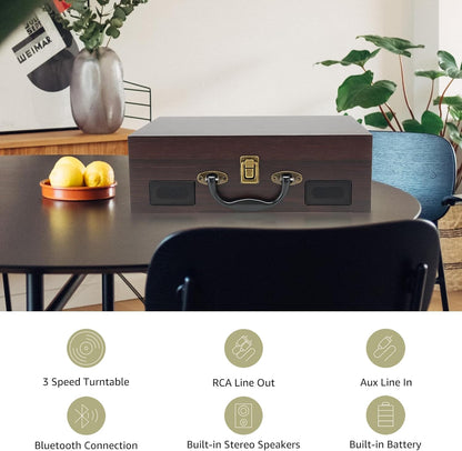 Retro Suitcase Design Portable Vinyl Record Player