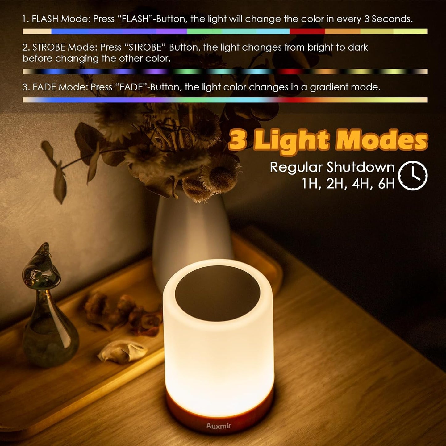 Smart Dimmable Bedside Lamp with Remote Control
