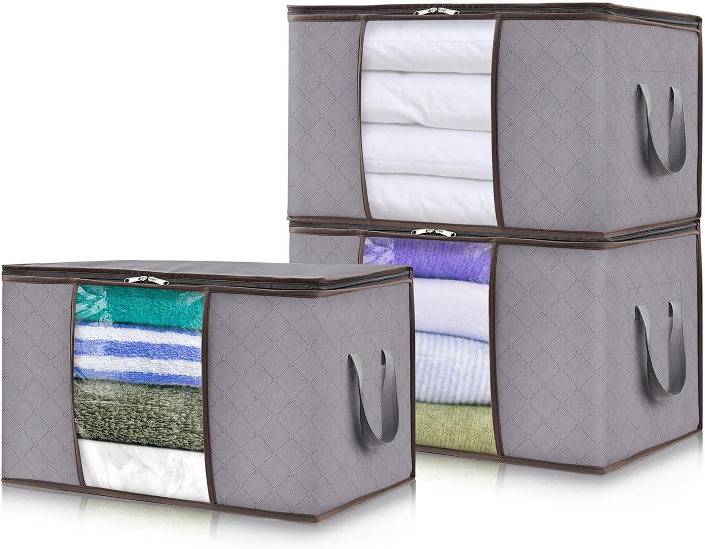 Collapsible Closet Storage Bins with Clear View Lid and Handles
