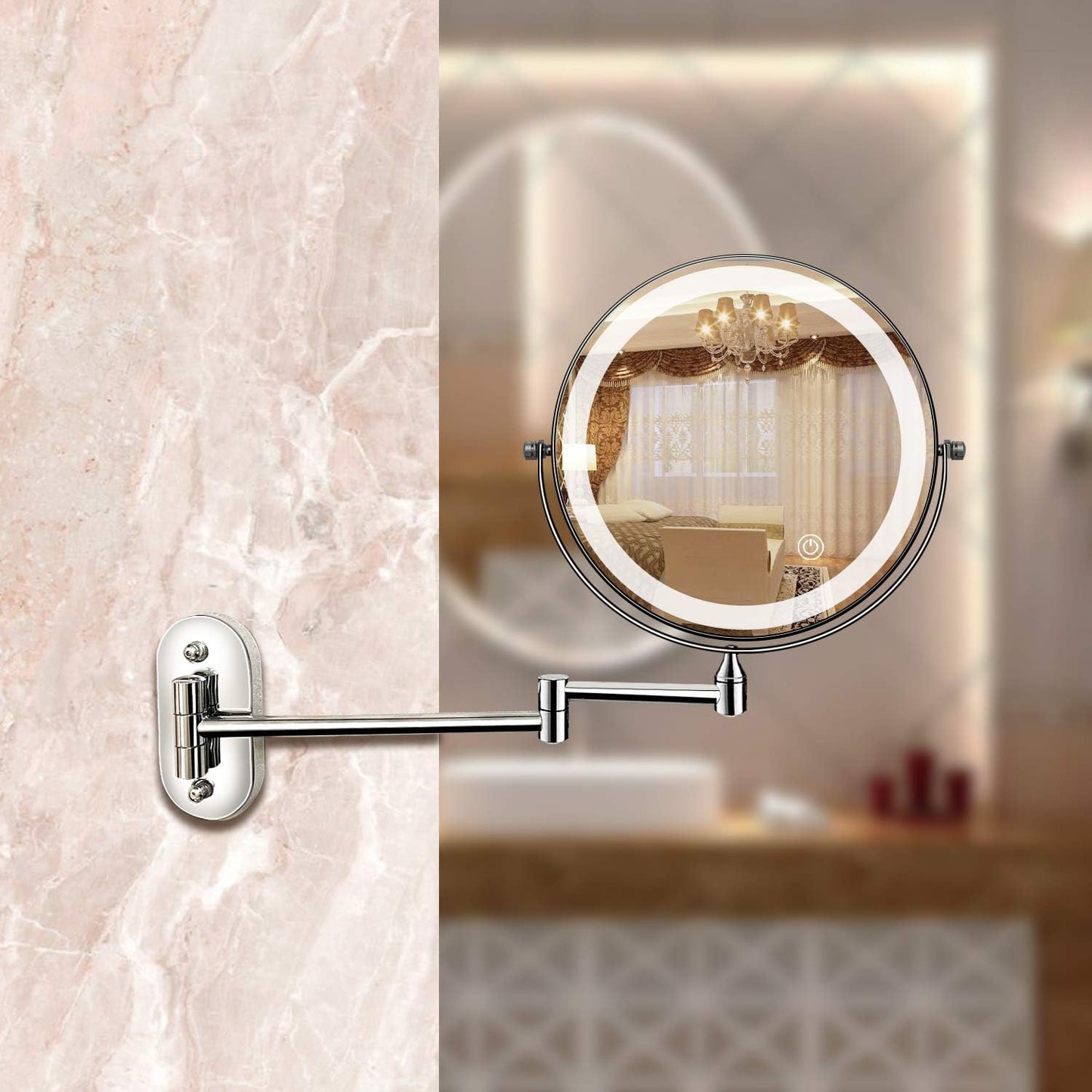 Rechargeable LED Makeup Mirror in Chrome Finish - Halri