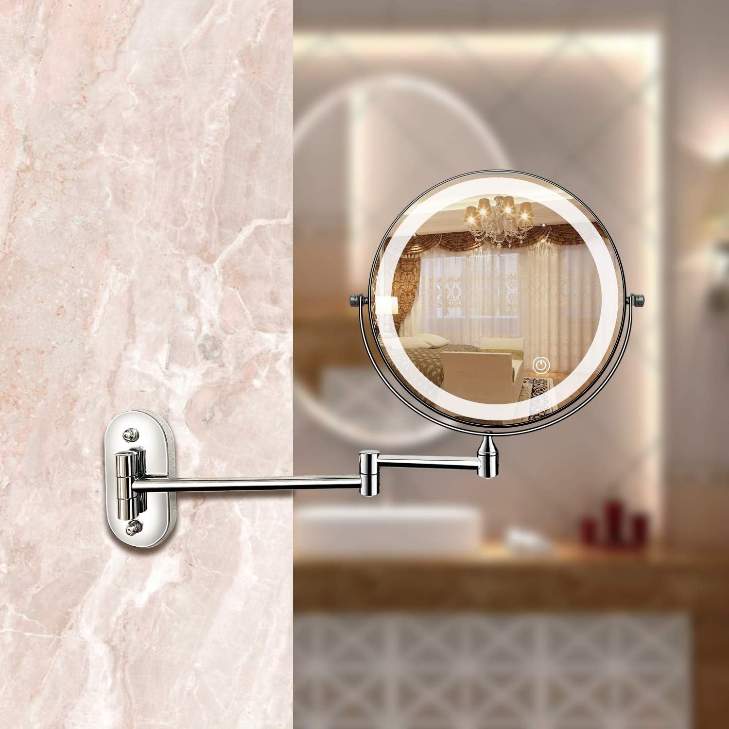 Rechargeable LED Makeup Mirror in Chrome Finish - Halri