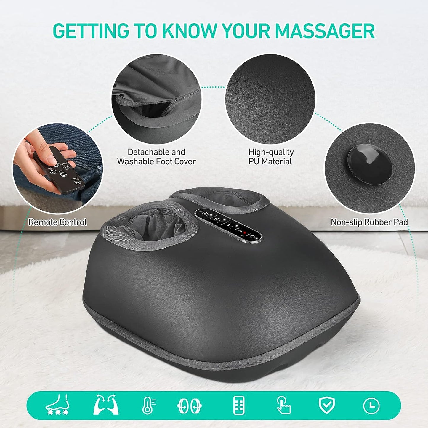 Relaxing Foot Massager with Heat, Vibration, and Compression