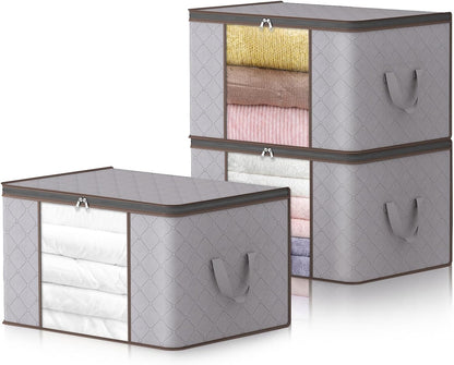 Collapsible Closet Storage Bins with Clear View Lid and Handles