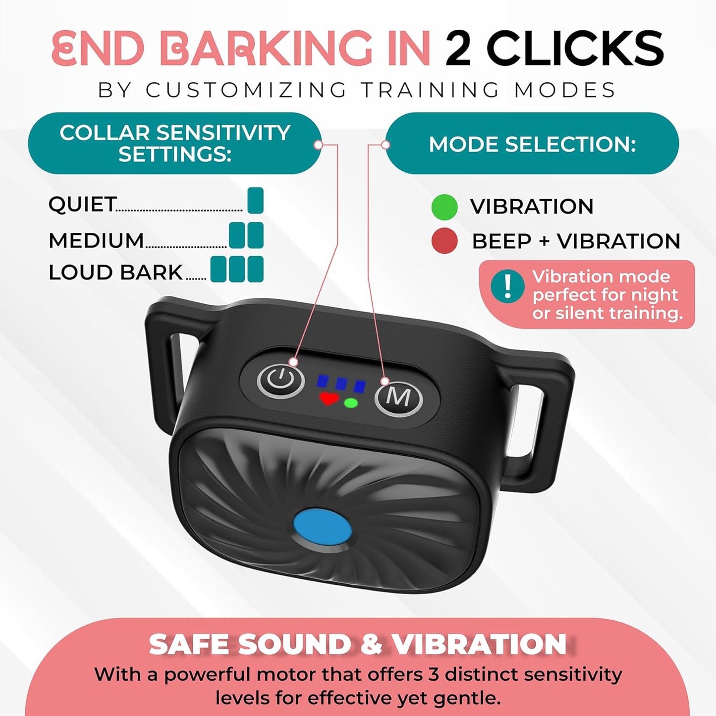 Effective Dog Bark Control Collar with Adjustable Vibration