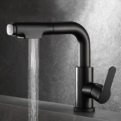 Stylish Brass Bathroom Faucet with Pull Down Lever Handle