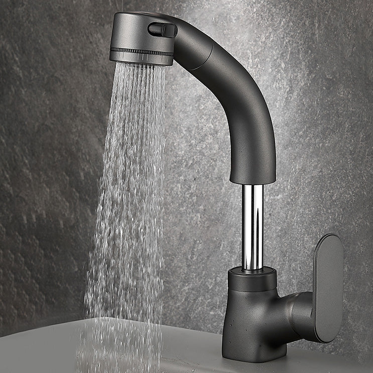 Stylish Brass Bathroom Faucet with Pull Down Lever Handle