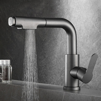 Stylish Brass Bathroom Faucet with Pull Down Lever Handle