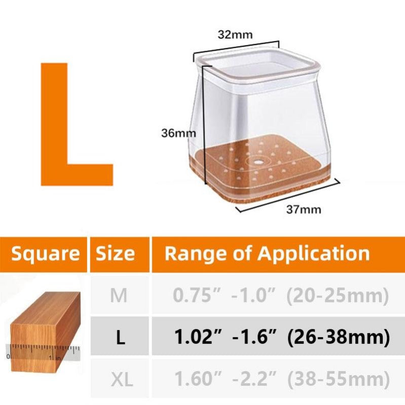 Clear Silicone Furniture Leg Protectors with Felt Bottoms