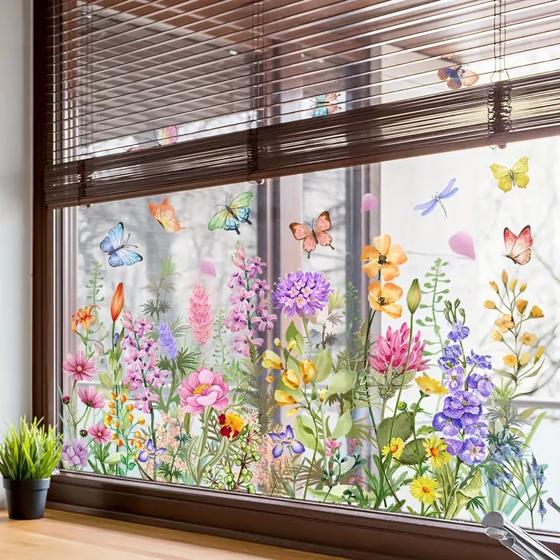 Vibrant Flower Window Cling Decal Sticker