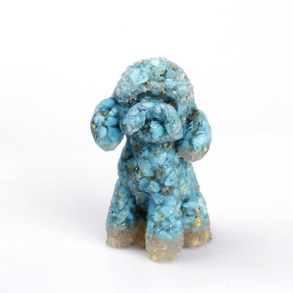 Beautiful Gemstone Dog Figurine Ornament