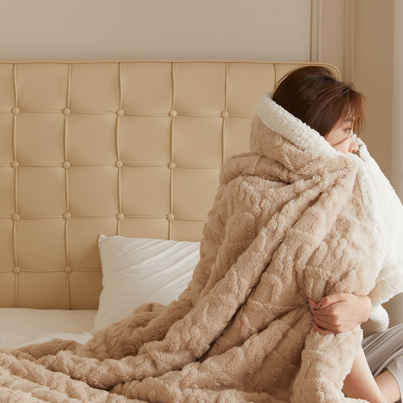 Plush Reversible Fleece Throw Blanket with Soft Texture