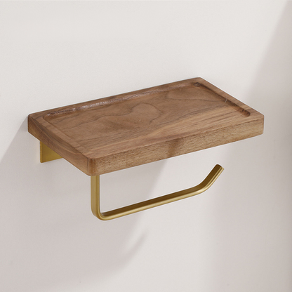 Luxury Wooden Toilet Paper Holder in Walnut Finish