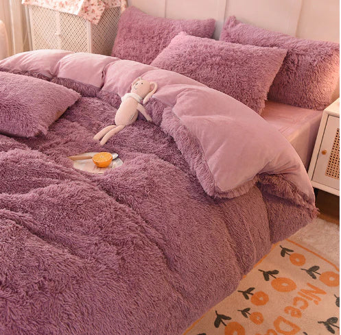 Pastel Pink Plush Duvet Cover - Halri