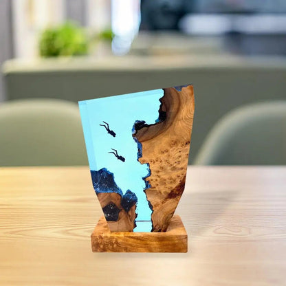Coastal Style Wooden Table Lamp with Ocean Theme