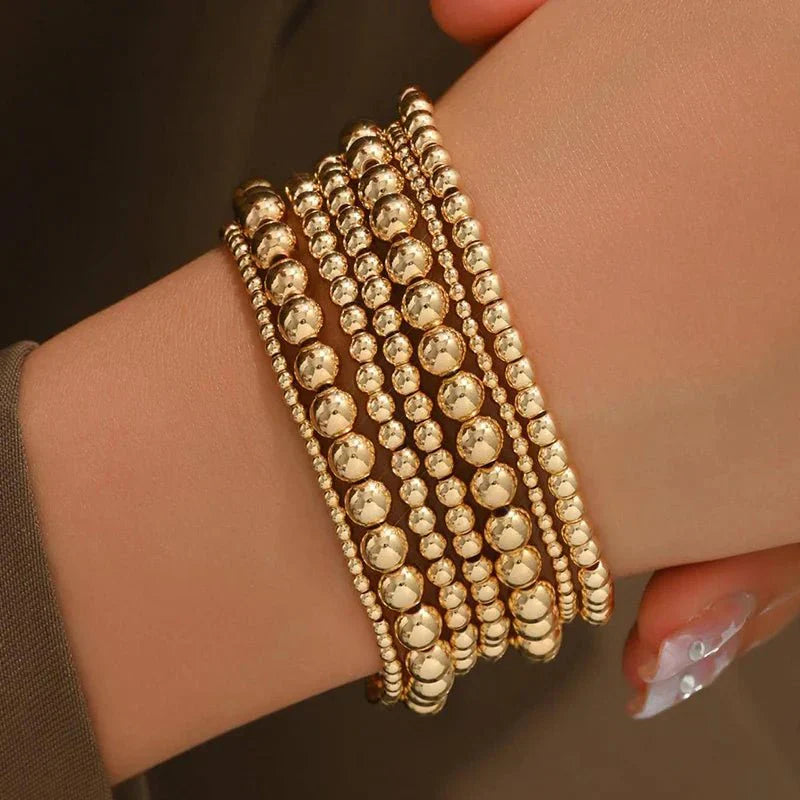 Luxury 7 Piece Gold Beaded Armlet Set - Halri