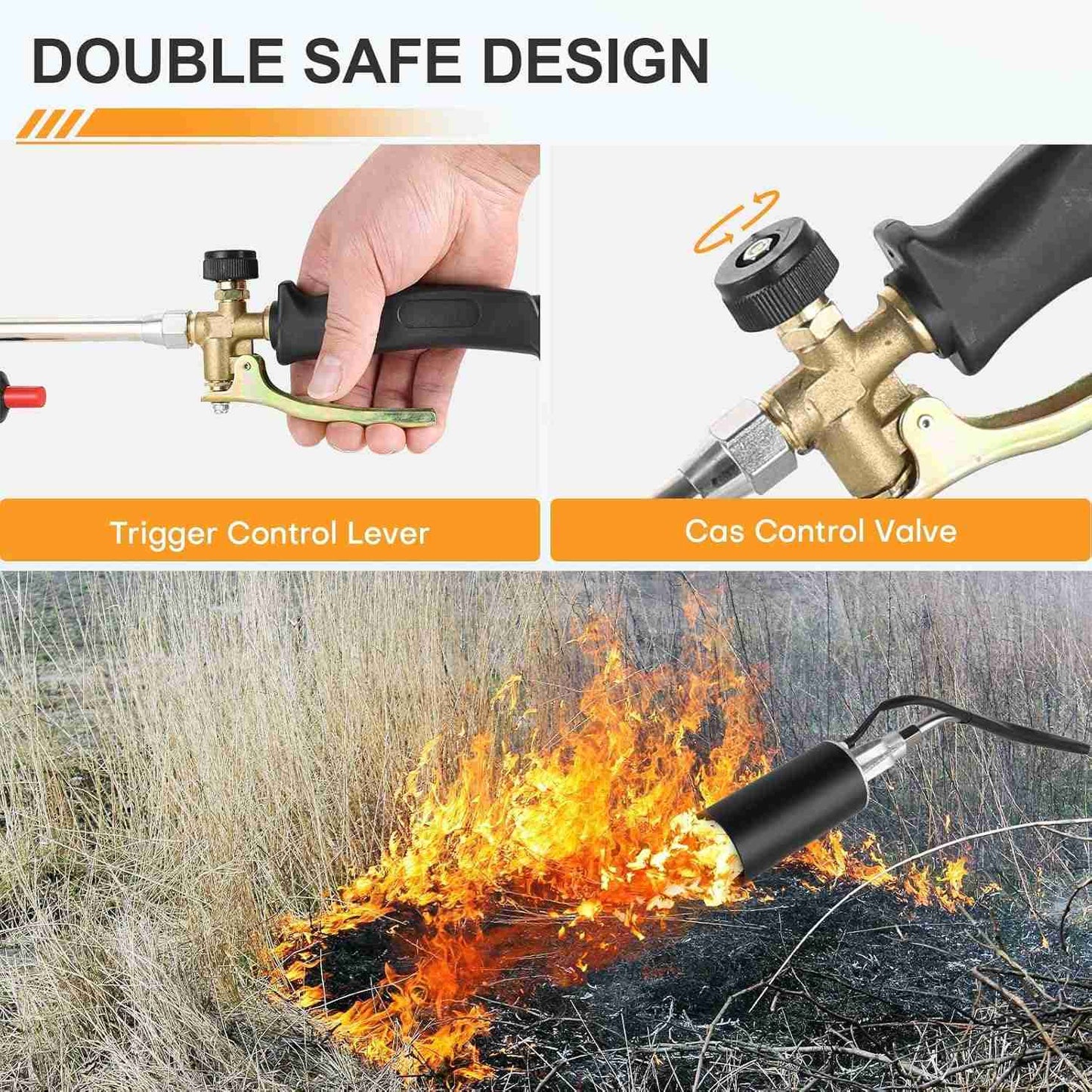 800,000 BTU Propane Torch Weed Burner – Heavy Duty Flame Torch for Ice, Asphalt & Weed Removal