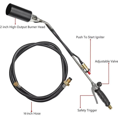 800,000 BTU Propane Torch Weed Burner – Heavy Duty Flame Torch for Ice, Asphalt & Weed Removal