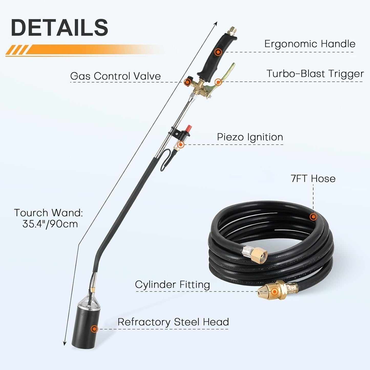 800,000 BTU Propane Torch Weed Burner – Heavy Duty Flame Torch for Ice, Asphalt & Weed Removal