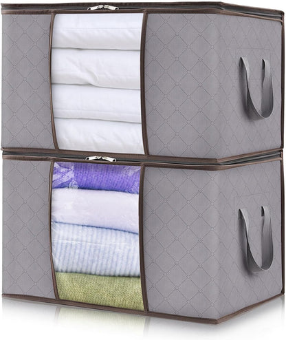 Collapsible Closet Storage Bins with Clear View Lid and Handles